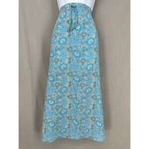 90s Vintage Skirt Women Large Blue Midi Paisley Boho Bohemian Cottagecore Pastel